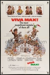 9p939 VIVA MAX 1sh 1970 Peter Ustinov, Jonathan Winters, great Jack Davis art of cast!