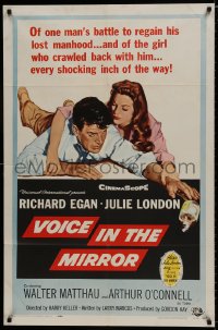 9p940 VOICE IN THE MIRROR 1sh 1958 alcoholic Richard Egan & his long-suffering supportive sexy wife!