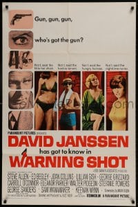 9p945 WARNING SHOT 1sh 1966 David Janssen, Joan Collins, sexy girls, who's got the gun?