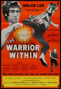 9p946 WARRIOR WITHIN 25x37 1sh 1976 awesome action images of Chuck Norris & Bruce Lee!