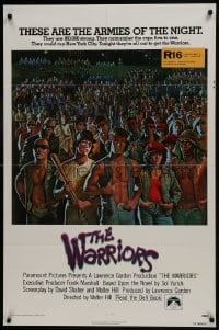 9p947 WARRIORS int'l 1sh 1979 Walter Hill, great David Jarvis artwork of the armies of the night!