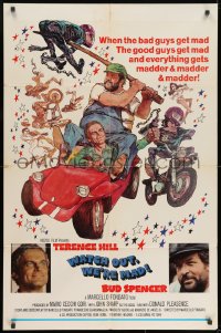 9p948 WATCH OUT WE'RE MAD int'l 1sh 1974 Terence Hill & Bud Spencer, wacky action art!