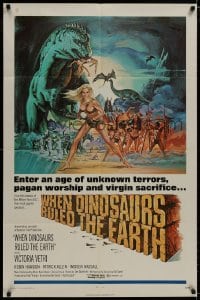9p954 WHEN DINOSAURS RULED THE EARTH 1sh 1971 Hammer, artwork of sexy cavewoman Victoria Vetri!