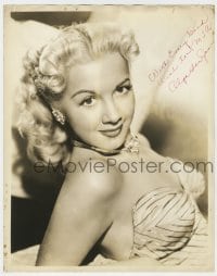 9r009 OLGA SAN JUAN signed deluxe 11x14 still 1940s sexy close up in low-cut strapless dress!