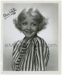 9r770 ALICE WHITE signed 8.25x10 REPRO still 1980 great smiling portrait in striped blouse!