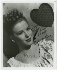 9r773 ANDREA KING signed 8x9.75 REPRO still 1980s with her hair up wearing bloue with hearts on it!