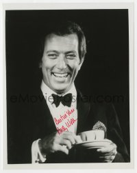 9r776 ANDY WILLIAMS signed 8x10 REPRO still 1980s great smiling portrait of the singer in tuxedo!