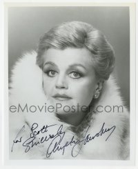 9r777 ANGELA LANSBURY signed 8x10 REPRO still 1980s head & shoulders portrait wearing fur coat!