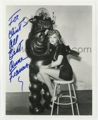 9r783 ANNE FRANCIS signed 8x10 REPRO still 1980s w/ Robby the Robot from Forbidden Planet!
