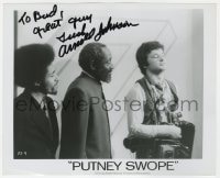 9r785 ARNOLD JOHNSON signed 8.25x10 REPRO still 1980s great c/u in the title role of Putney Swope!