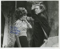 9r788 BARBARA EWING signed 7.5x9 REPRO still 1980s with Lee in Dracula Has Risen from the Grave!