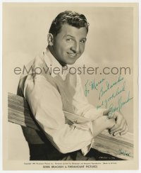 9r346 EDDIE BRACKEN signed 8.25x10.25 still 1944 great Paramount smiling portrait leaning on fence!