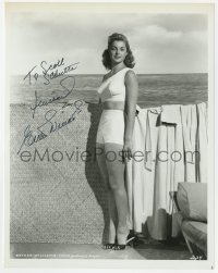 9r844 ESTHER WILLIAMS signed 8x10.25 REPRO still 1980s full-length in sexy swimsuit by the ocean!