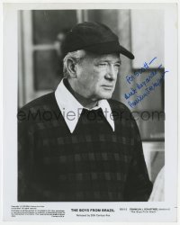 9r361 FRANKLIN SCHAFFNER signed 8x10 still 1978 candid of the director making The Boys from Brazil!
