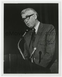 9r881 JAMES STEWART signed 8x10 REPRO still 1980s wearing glasses & giving a speech at podium!