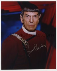9r728 LEONARD NIMOY signed color 8x10 REPRO still 1990s close up as Mr. Spock in Star Trek VI!