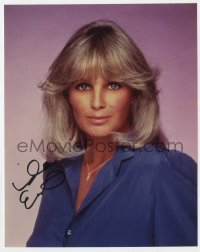 9r731 LINDA EVANS signed color 8x10 REPRO still 1980s best remembered for TV's Dynasty!