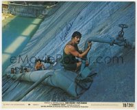 9r280 ROCK HUDSON signed 8x10 mini LC #7 1970 close up climbing pipe in dam from Hornet's Nest!