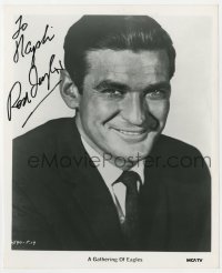 9r528 ROD TAYLOR signed TV 8.25x10 still R1970s head & shoulders portrait from Gathering of Eagles!