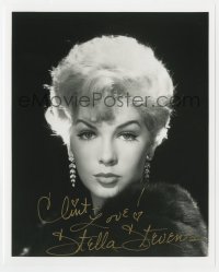 9r979 STELLA STEVENS signed 8x10 REPRO still 1980s sexy portrait in fur coat over black background!