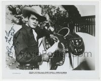 9r980 SUNSET CARSON signed 8x10 REPRO still 1979 close up with his horse in Santa Fe Saddle!