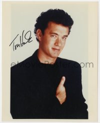 9r755 TOM HANKS signed color 8x10 REPRO still 1990s head & shoulders portrait of the leading man!