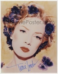 9r756 TRACI LORDS signed color 8x10.25 REPRO still 2000s great portrait with flowers in her hair!