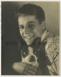 9r367 GEORGE J. LEWIS signed deluxe 7.75x10 still 1920s super young with his dog by Melbourne Spurr!