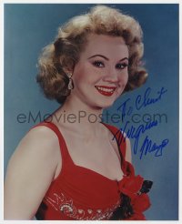 9r758 VIRGINIA MAYO signed color 8x10 REPRO still 1980s smiling portrait of the pretty star!