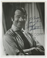 9r991 WALTER MATTHAU signed 8x10 REPRO still 1980s great smiling close up with his arms crossed!