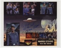 9r608 WARREN STEVENS signed color 8x10 publicity still 1990s as Lt. Doc Ostrow in Forbidden Planet!