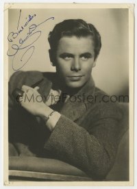 9r588 GLENN FORD signed 5x7 fan photo 1940s head & shoulders smiling portrait of the leading man!