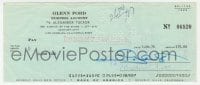 9r110 GLENN FORD signed 4x9 canceled check 1974 he paid himself $75 & signed it on each side!