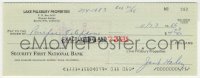 9r112 JACK HALEY signed 3x8 canceled check 1966 the Tin Man paid $4.73 to Pacific Telephone company!