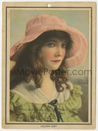 9r654 LILLIAN GISH signed 4x6 art card 1920s head & shoulders portrait of the pretty actress!