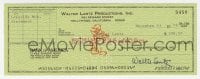 9r115 WALTER LANTZ signed 3x8 canceled check 1975 he paid himself $238.09, Woody Woodpecker!