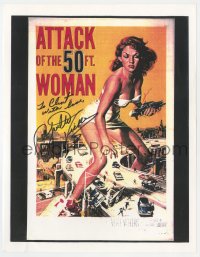 9r145 YVETTE VICKERS signed 9x11 color copy 1980s on one-sheet image from Attack of the 50ft Woman!