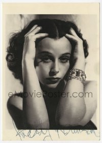 9r121 HEDY LAMARR signed 4x6 postcard 1980s close up photo by Robert Coburn taken in 1938!