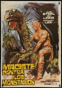 9r046 FIRE MONSTERS AGAINST THE SON OF HERCULES signed Spanish 1962 by Reg Lewis, cool Jano art!