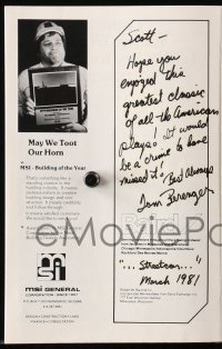 9r172 TOM BERENGER signed playbill 1981 when he was in A Streetcar Named Desire on Broadway!