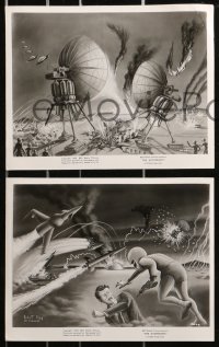 9s187 MYSTERIANS 33 8x10 stills 1959 w/cool sci-fi alien & ships art by Lt. Colonel Robert Rigg!