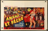 9t515 AMOR Y PECADO Belgian 1956 full-length art of sexy Ninon Sevilla dancing & city!