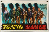 9t529 CRASHOUT Belgian 1954 art of William Bendix & desperate caged men who go over the wall!