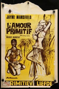 9t585 PRIMITIVE LOVE Belgian 1964 sexiest Jayne Mansfield in skimpy outfit w/native!