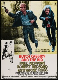 9t005 BUTCH CASSIDY & THE SUNDANCE KID Danish R1970s different, Paul Newman & Robert Redford!