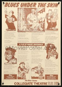9t145 BLUES UNDER THE SKIN English 16x23 1973 cartoon art, blues legends including B.B. King!