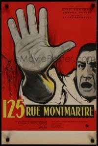 9t232 125 RUE MONTMARTRE French 16x24 1959 cool close up art of detective Lino Ventura by Yves Thos!