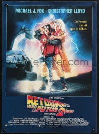 9t234 BACK TO THE FUTURE II French 16x22 1989 Michael J. Fox & Christopher Lloyd by Drew Struzan!