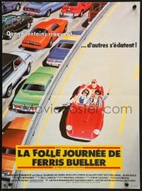 9t238 FERRIS BUELLER'S DAY OFF French 15x21 1986 different art of Broderick & friends in Ferrari!