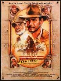 9t241 INDIANA JONES & THE LAST CRUSADE French 16x21 1989 art of Ford & Sean Connery by Drew Struzan